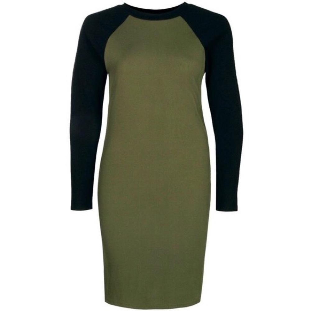 Tall Luna Contrast Sleeve Rib Dress